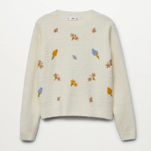 Mango – Flowers Knit Sweater - Picture 2 of 9